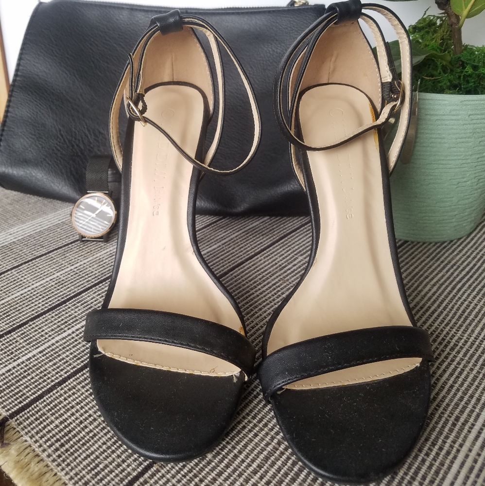 Wild Diva Lounge Black Ankle Strap Heels